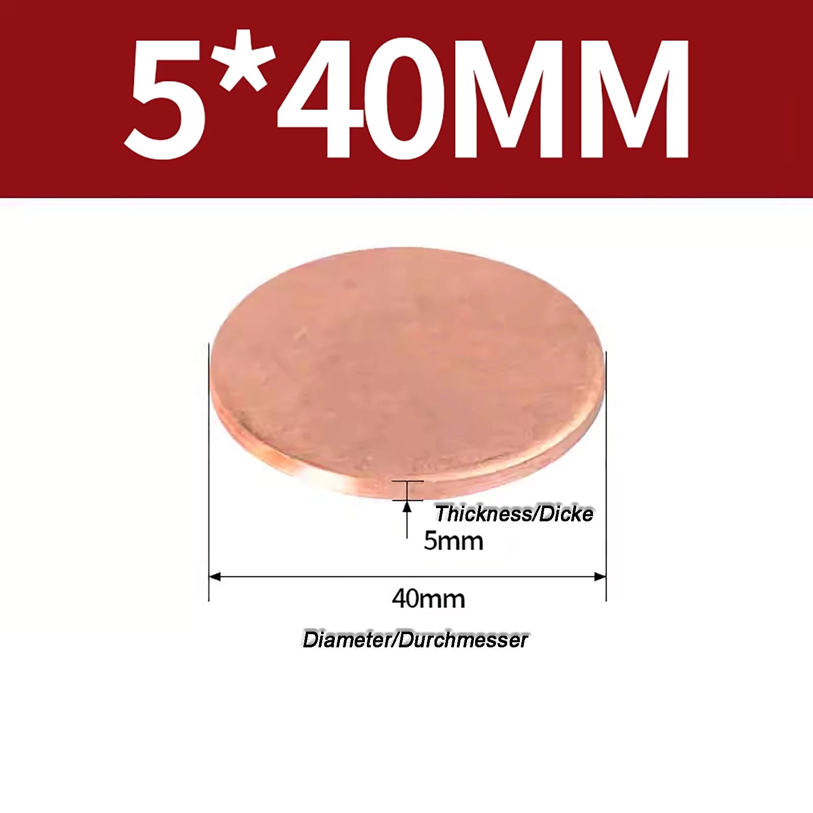 Solid Pure Copper Discs Blanks Round Plate Metal Sheet Thick 0.3~6mm Ø10mm~150mm