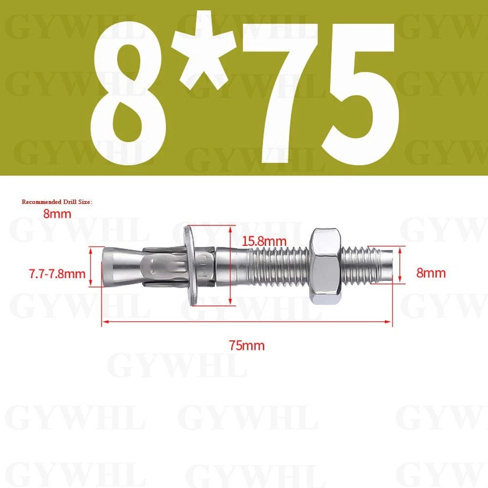 Hex Head Expansion Anchor Bolts — M6 to M20, Stainless Steel A2 & Zinc Plated, Extra Long