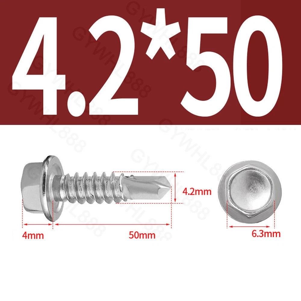 410 & A2 Stainless Hex Head Self‑Drilling Tek Screws – for Metal Roofing & Sheeting