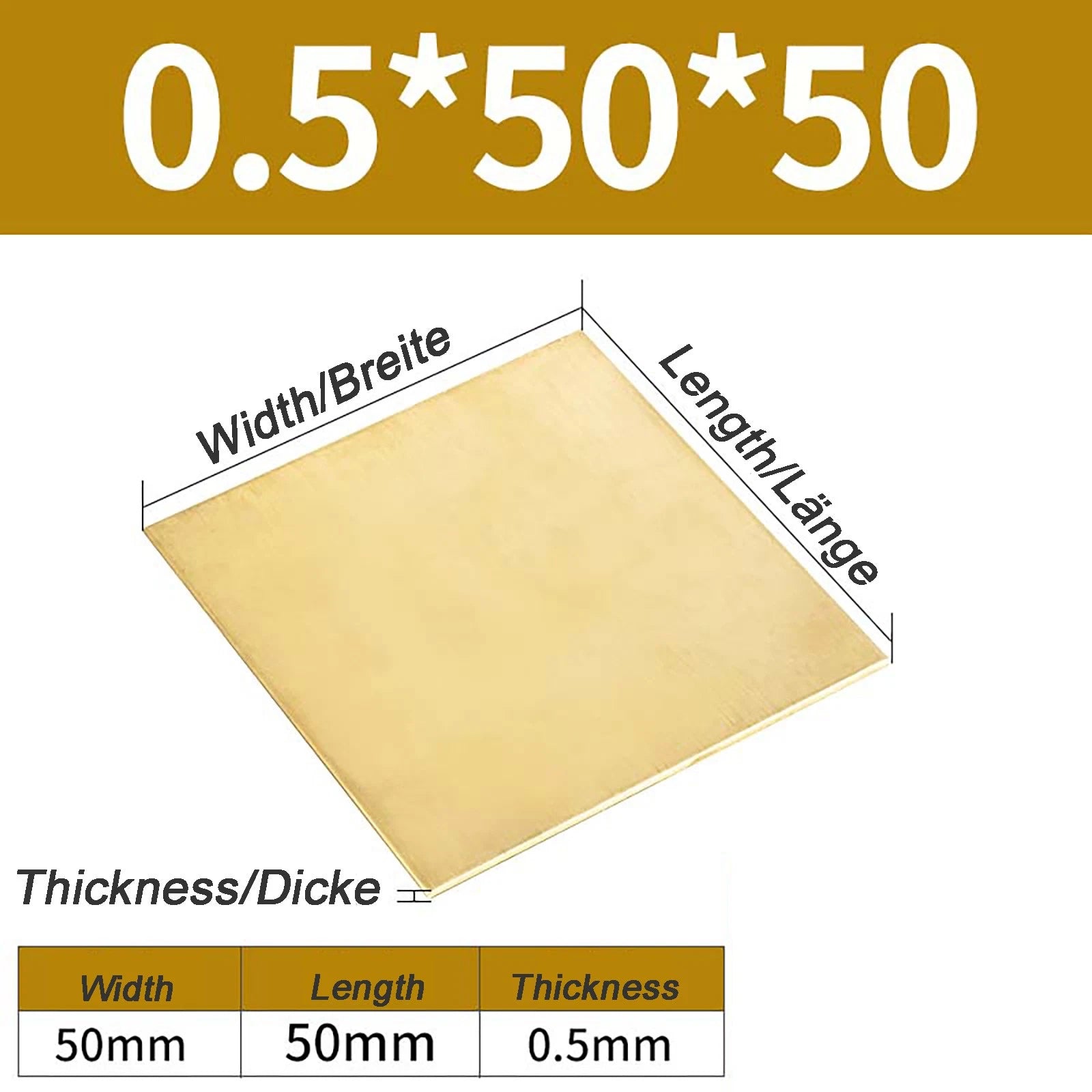 Natural Brass Sheet Metal guillotine cut - 0.3mm - 3.0mm - Multiple Sizes