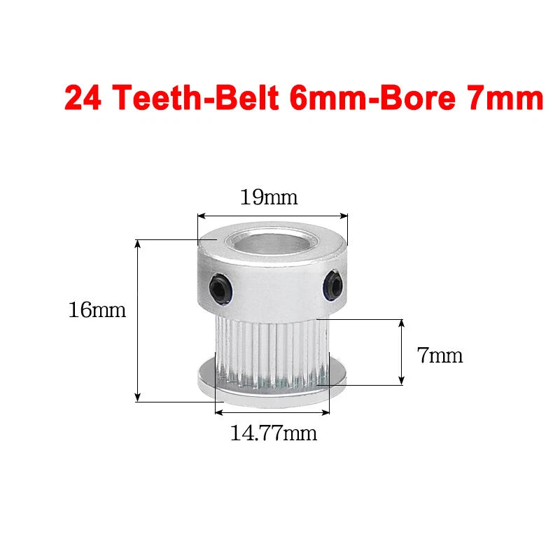 2GT Drive Pulley With Step 16 Tooth - 100 Tooth Bore 4mm - 25mm for 6mm Belt