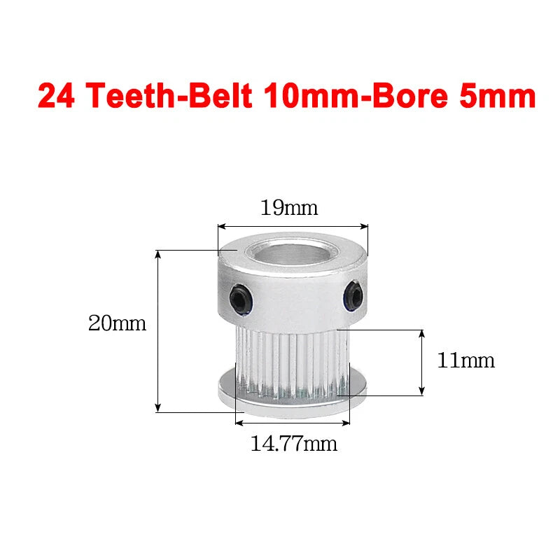 2GT Drive Pulley With Step 16 Tooth - 100 Tooth Bore 4mm - 25mm for 10mm Belt