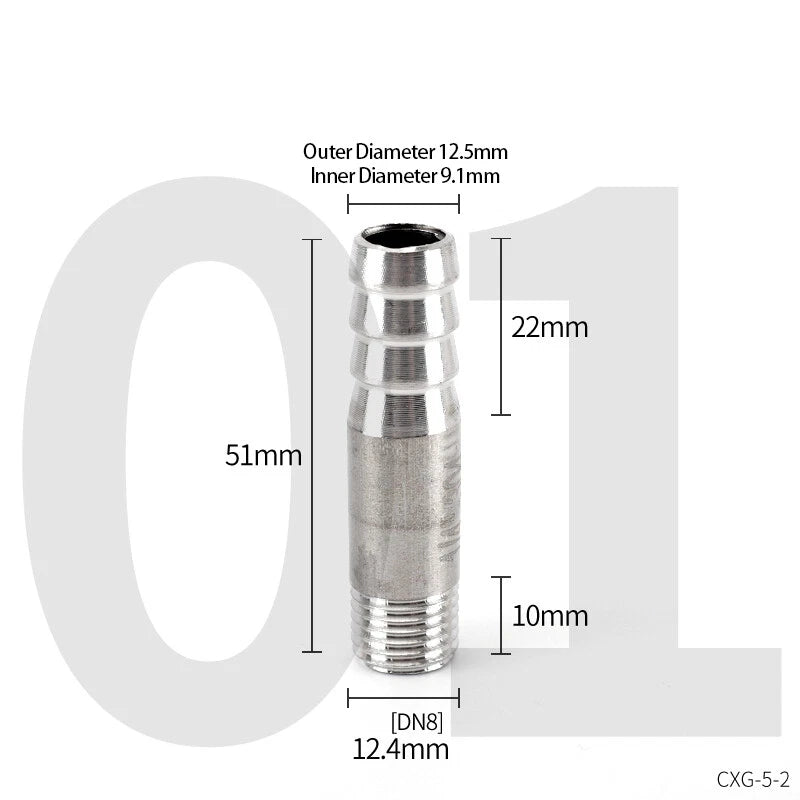 Stainless Steel Hose Barb Tail Fitting — BSP Male Thread Connector Adapter