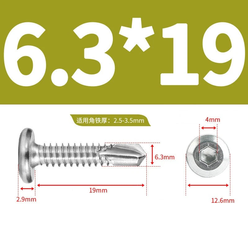 M5.2 M6.3 Hex Socket Flat Head Self‑Drilling Screws – 410 Stainless Steel