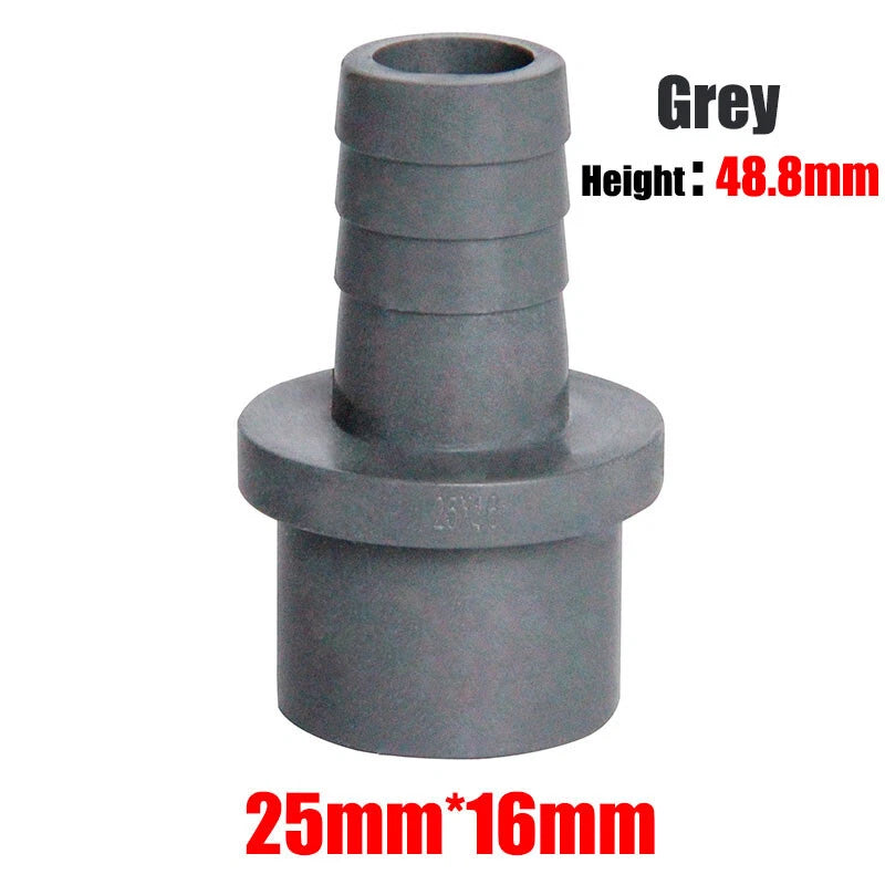 Pagoda 20mm 25mm PVC Pipe Connector Fittings Adapter To Hose OD 5mm~20mm Grey