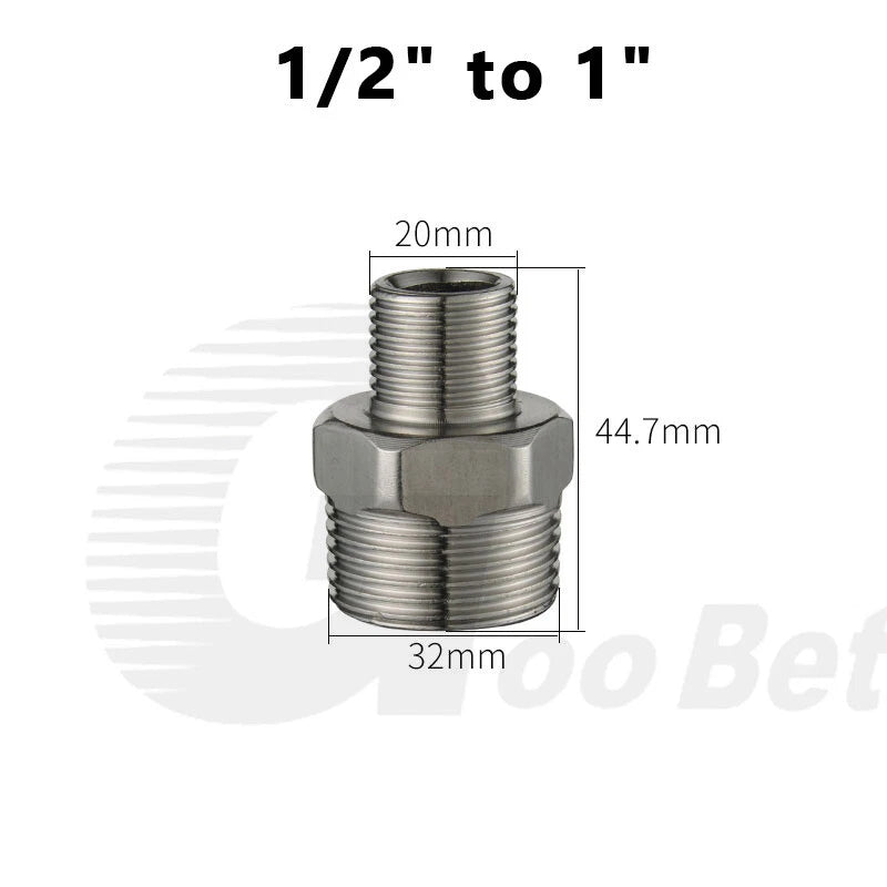Stainless Steel Hex Nipple BSP Pipe Fitting — Male Thread Adapter 1/4" to 1-1/4"