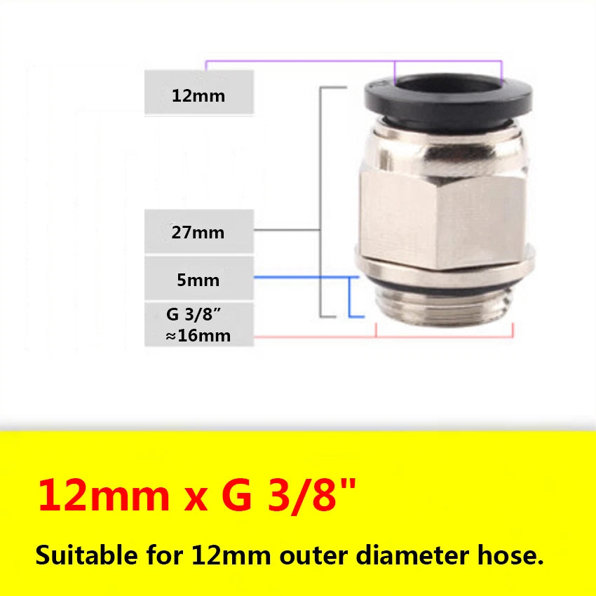 G Male Thread Pneumatic Push-in Straight Fittings — OD 4mm to 12mm Hose