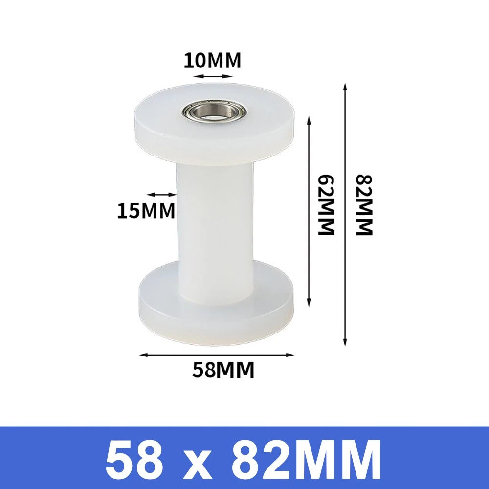 25mm - 55mm Square Flat Nylon Pulley H Idler Wheels, Ball Bearing Nylon Rollers