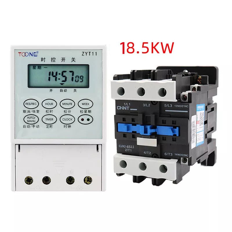 Time Switch AC 220V Timer + Contactors 2.2KW - 25KW for Street lights Billboards - HomeDIYer