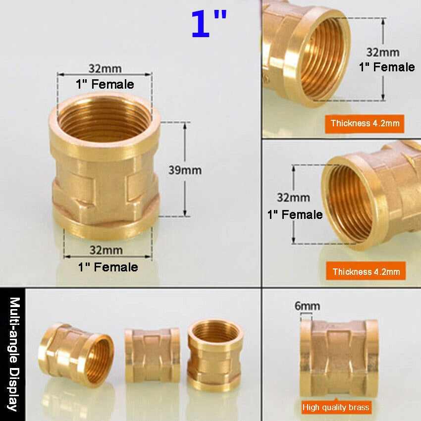 Female Thread Brass Coupling Adapter — Straight & Reducer Pipe Fittings