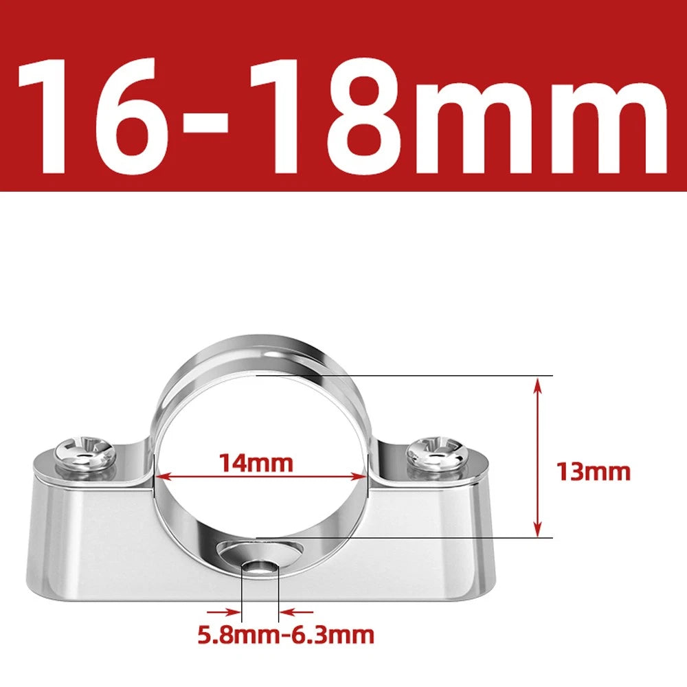 Stainless Steel Pipe Clamp Mount Support Brackets — Wall Fixing Base Fittings