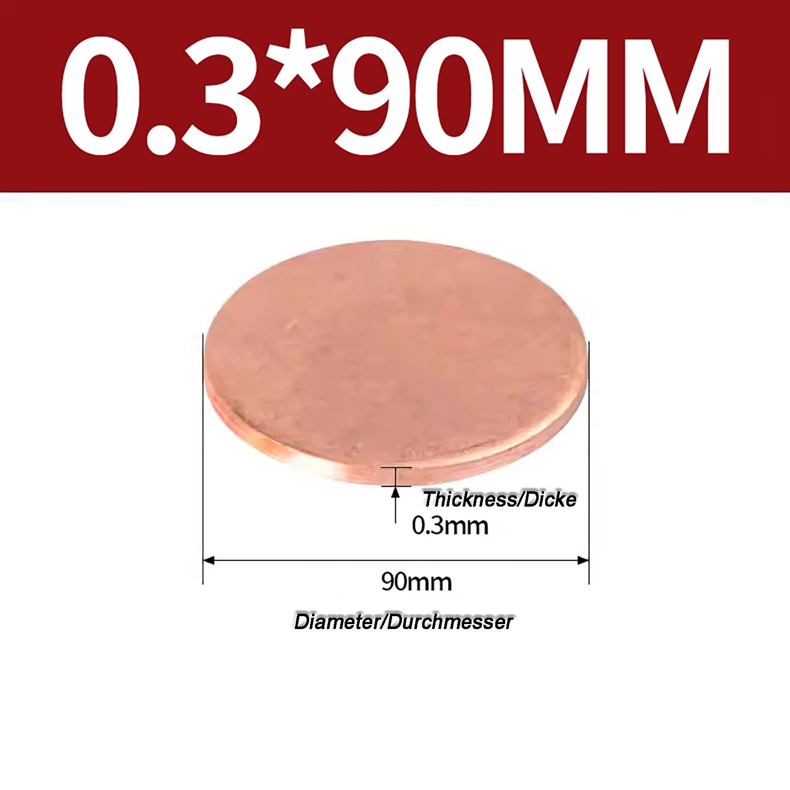 Solid Pure Copper Discs Blanks Round Plate Metal Sheet Thick 0.3~6mm Ø10mm~150mm