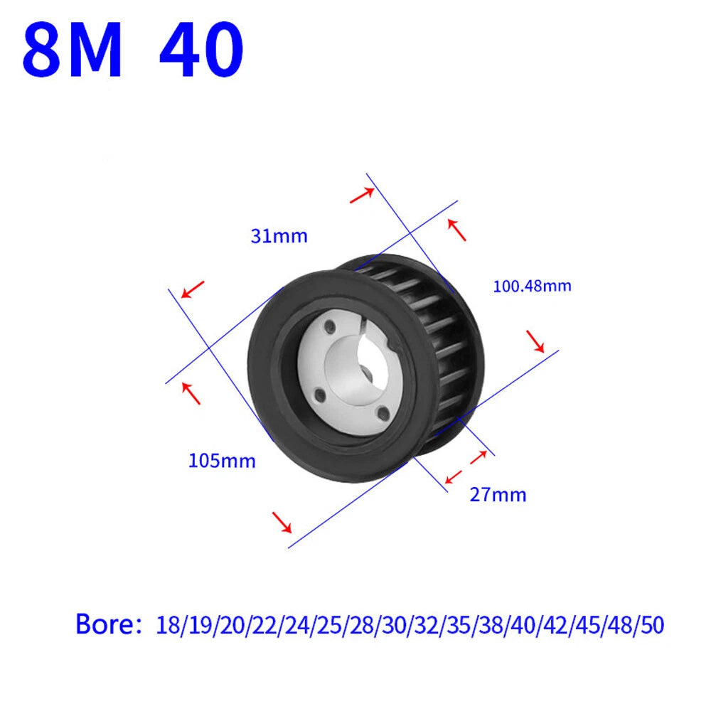 HTD-8M 18-60Teeth Timing Belt Pulleys With Expansion Sleeve Width 32mm 45# Steel