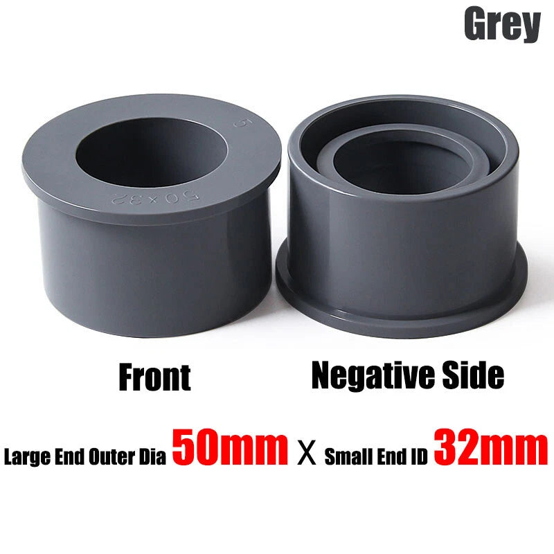 20mm to 90mm PVC Pipe Eccentric Reducing Bushing Fittings Connector Joints Grey