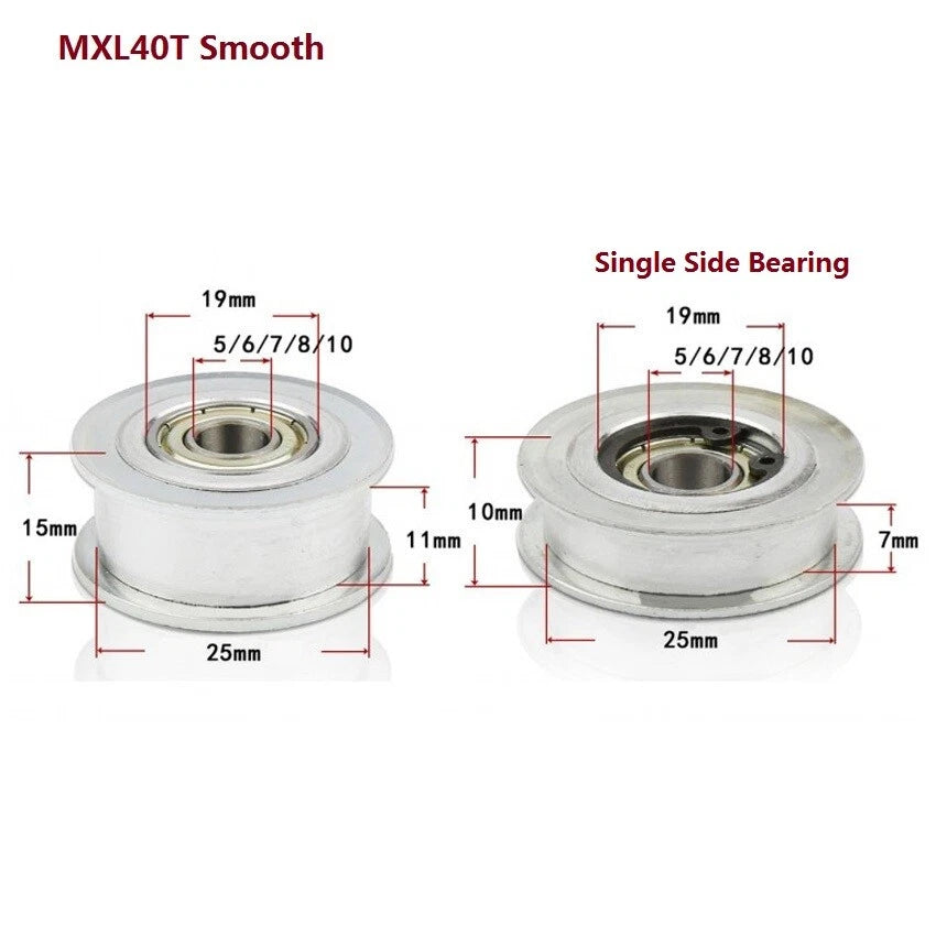 MXL Timing Belt Drive Tensioner Pulley Smooth Tooth/Toothed Idler Width 7/11mm