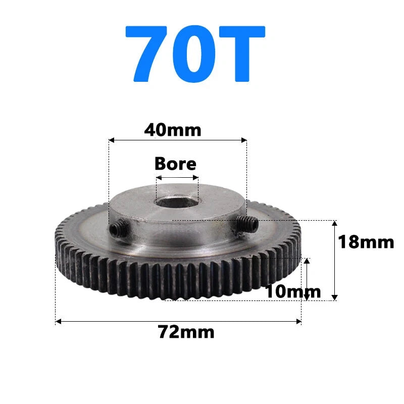 1 Mod 1M Spur Gear With Step 31-125T Teeth Transmission Spur Gear 45# Steel