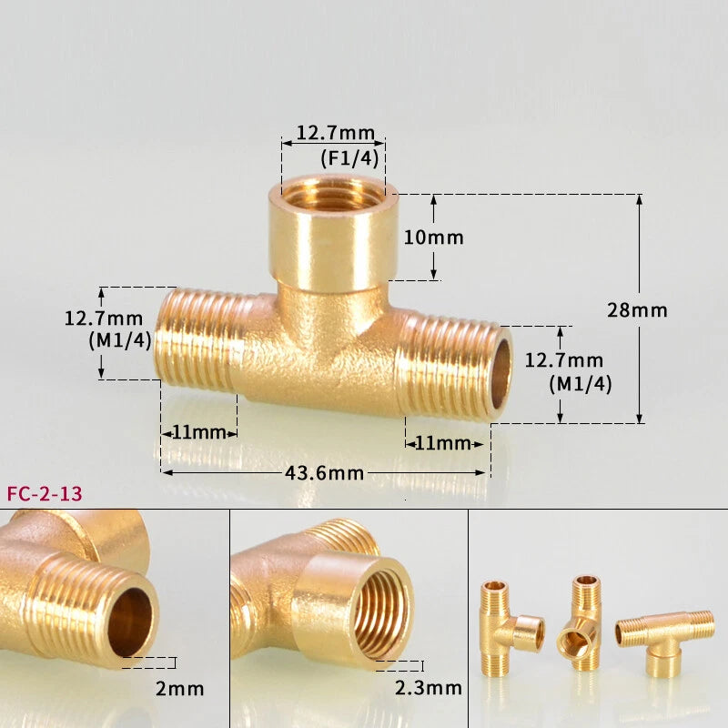 BSP Brass Tee Pipe Fitting – Male & Female Thread T-Shape Connector