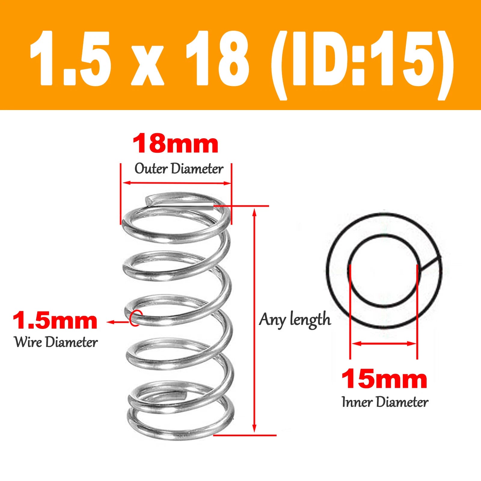 1.5mm Wire 304 Compression Spring Small 16mm-30 mm Diameter Pressure Compressed
