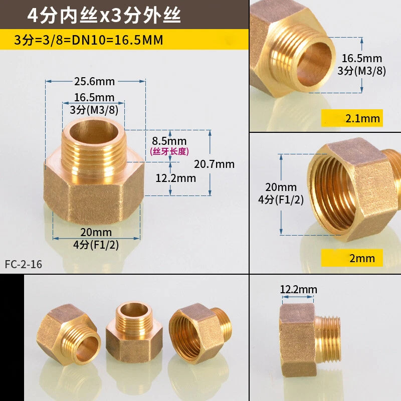 Hex Reducer Bushing Female to Male NPT Hose Fitting — 1/8" to 1" Sizes