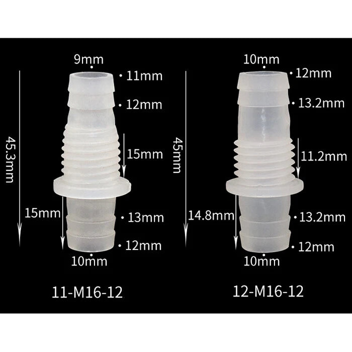 Plastic Bulkhead Fitting & Straight Hose Barb Connector — M6 to M16, Reducing & Equal