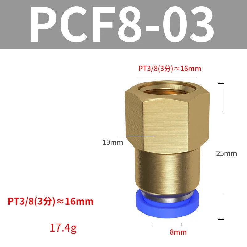 Pneumatic Push In Fitting Female Stud Straight Air Hose Inline Connector Line