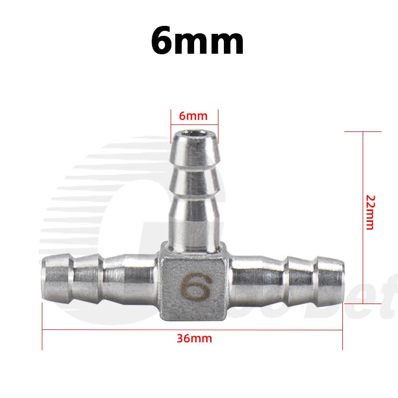 Stainless Steel Barbed Hose Connector — T-Piece & Y-Piece, 6mm–25mm