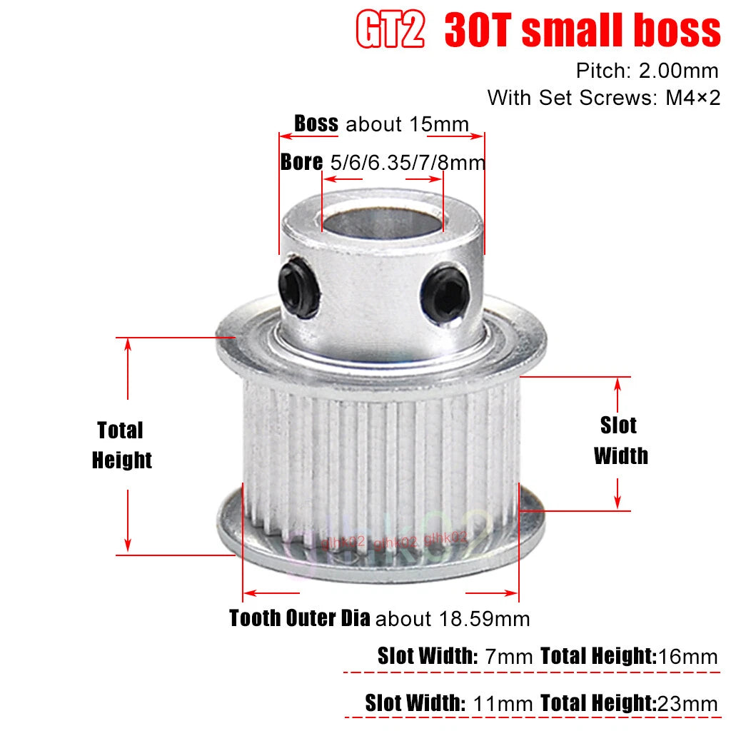 GT2 6mm Timing Belt Pulleys 16-120 Teeth 4-25mm Bore Synchronous Wheel Printer