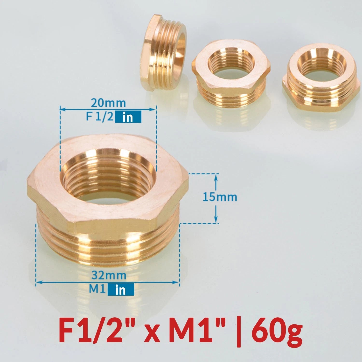 BSP Brass Reducing Hexagon Bush — Male to Female Thread Pipe Fittings