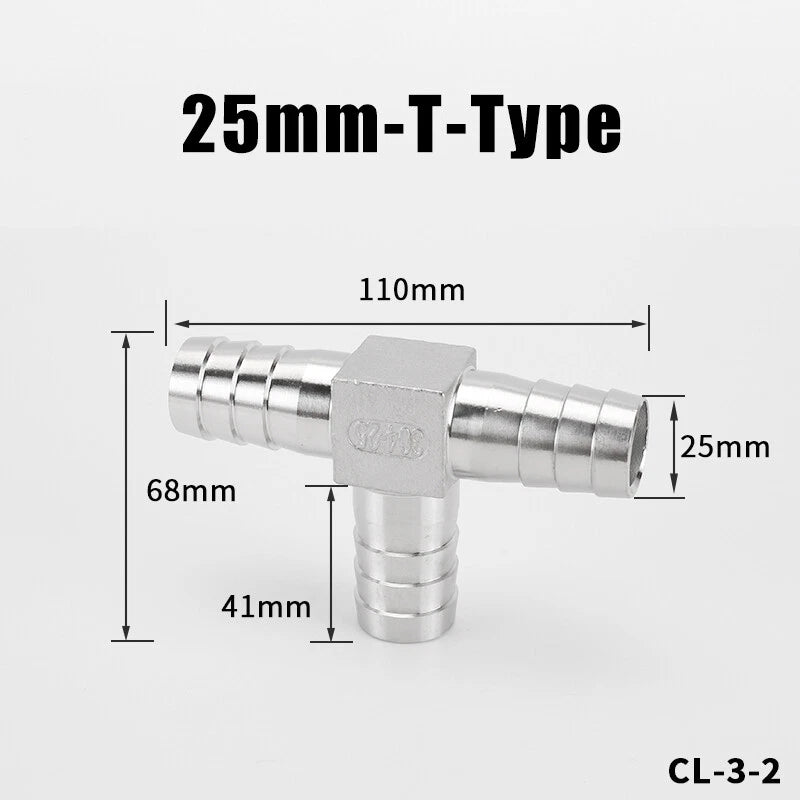 Stainless Steel BSP Hose Tail Connector Fitting — Y / L / T / Inline Type