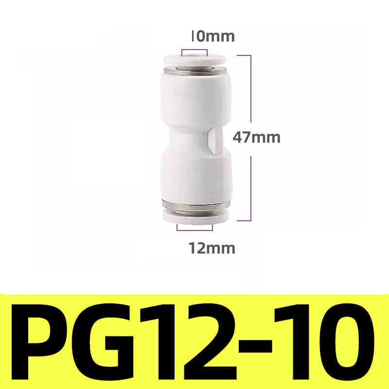 White Pneumatic Push Fit Connector Tube Pipe Joiner Air Water Lines Hose 4-16mm