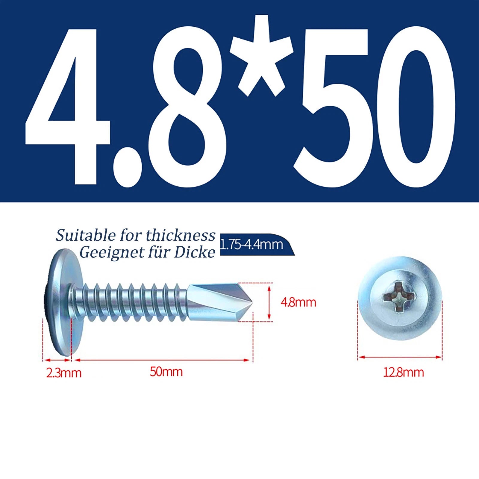 Self Drilling Wafer Head Screws – 304/410 Stainless & Galvanized Steel, M4.2 M4.8