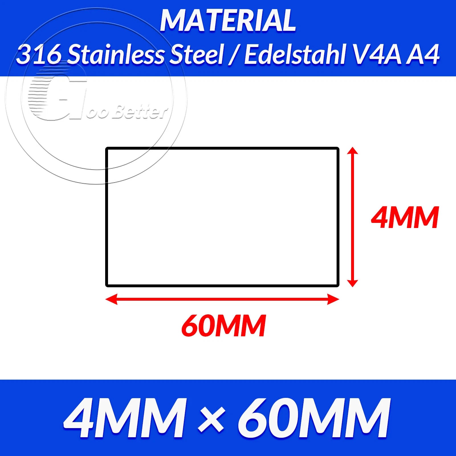316 A4 Stainless Steel Flat Bar Metal Plate Strip Width 10MM-80MM Length 300MM