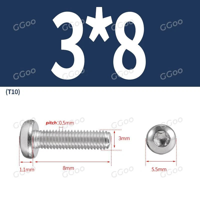 A2 Stainless Steel Torx Pan Head Machine Screws — M2 to M8, Six-Lobe Drive
