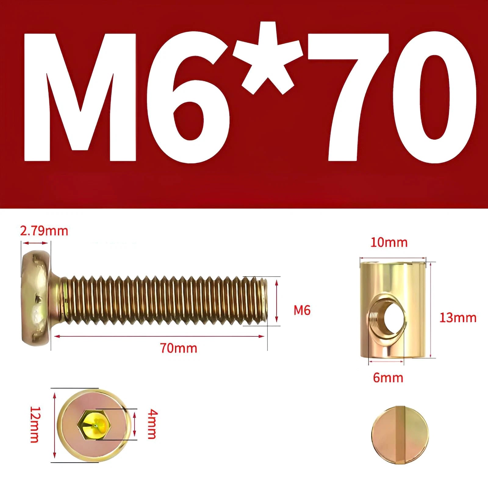 M6 M8 Galvanised Furniture Connecting Bolts with Barrel Nuts | Slotted & Phillips | 8mm–120mm