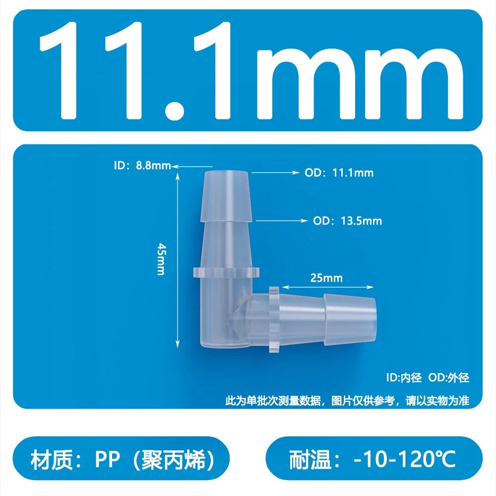 90° Elbow Plastic Barbed Joiner Reducer Connector Pipe Tube Hose Water 1.6-25mm