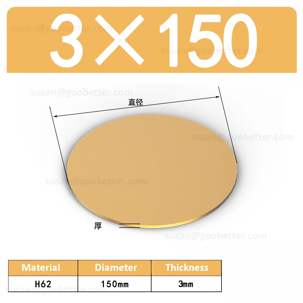 H62 Solids Brass Discs Blanks Metal Round Sheets OD 10mm-300mm Thick 0.3mm-4mm