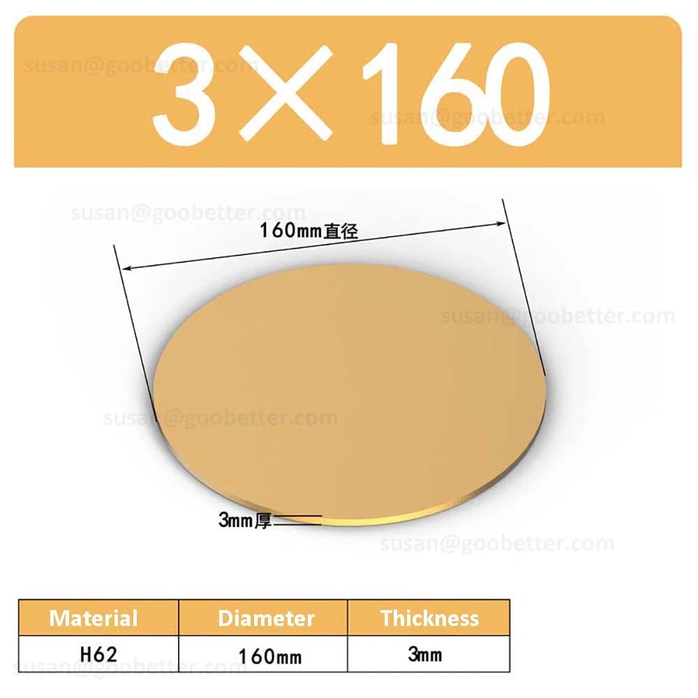 H62 Solids Brass Discs Blanks Metal Round Sheets OD 10mm-300mm Thick 0.3mm-4mm