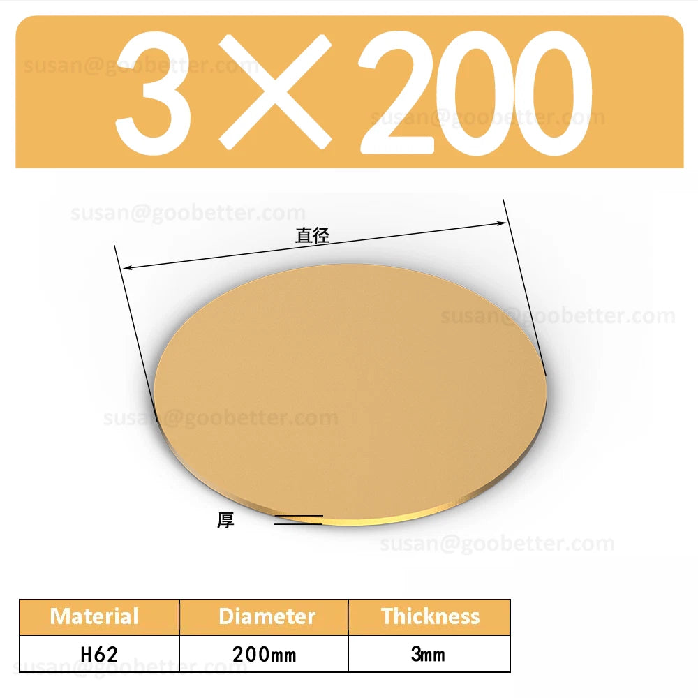 H62 Solids Brass Discs Blanks Metal Round Sheets OD 10mm-300mm Thick 0.3mm-4mm