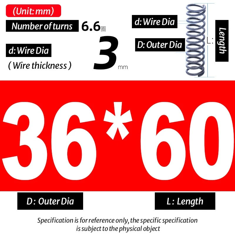 Compression Spring Pressure Big, Wire Dia 3.0mm Diameter 16-40mm Length 20-200mm