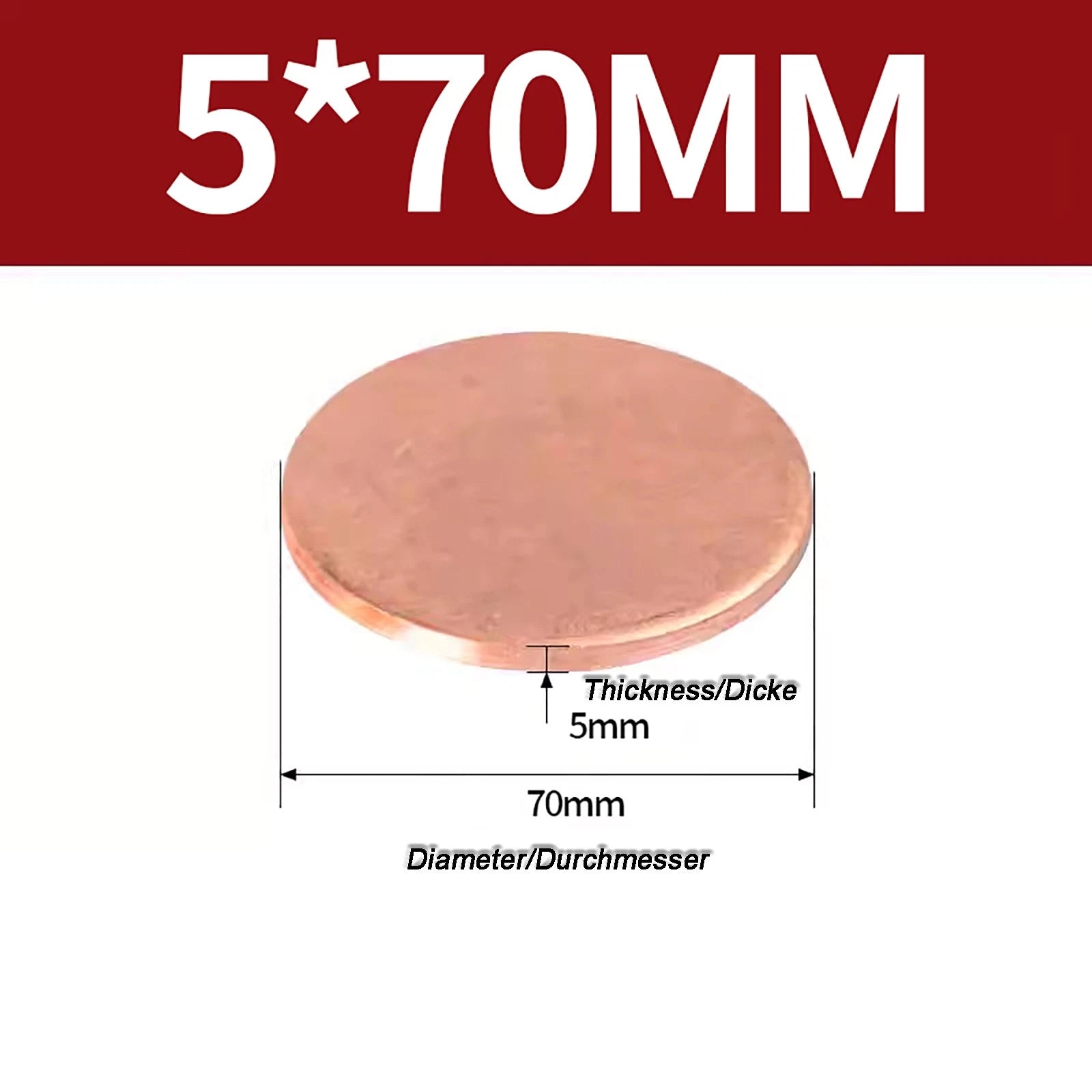 Solid Pure Copper Discs Blanks Round Plate Metal Sheet Thick 0.3~6mm Ø10mm~150mm