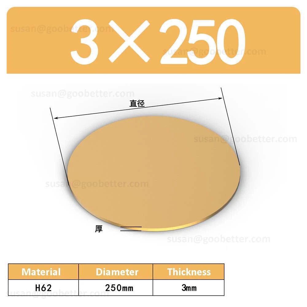 H62 Solids Brass Discs Blanks Metal Round Sheets OD 10mm-300mm Thick 0.3mm-4mm