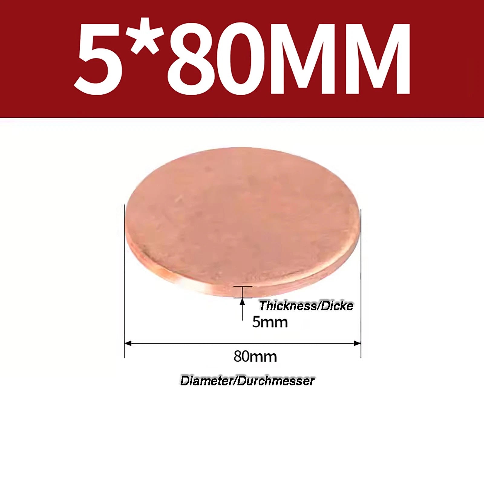 Solid Pure Copper Discs Blanks Round Plate Metal Sheet Thick 0.3~6mm Ø10mm~150mm