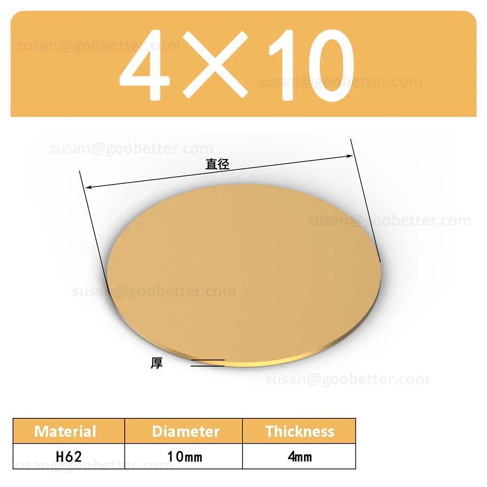 H62 Solids Brass Discs Blanks Metal Round Sheets OD 10mm-300mm Thick 0.3mm-4mm