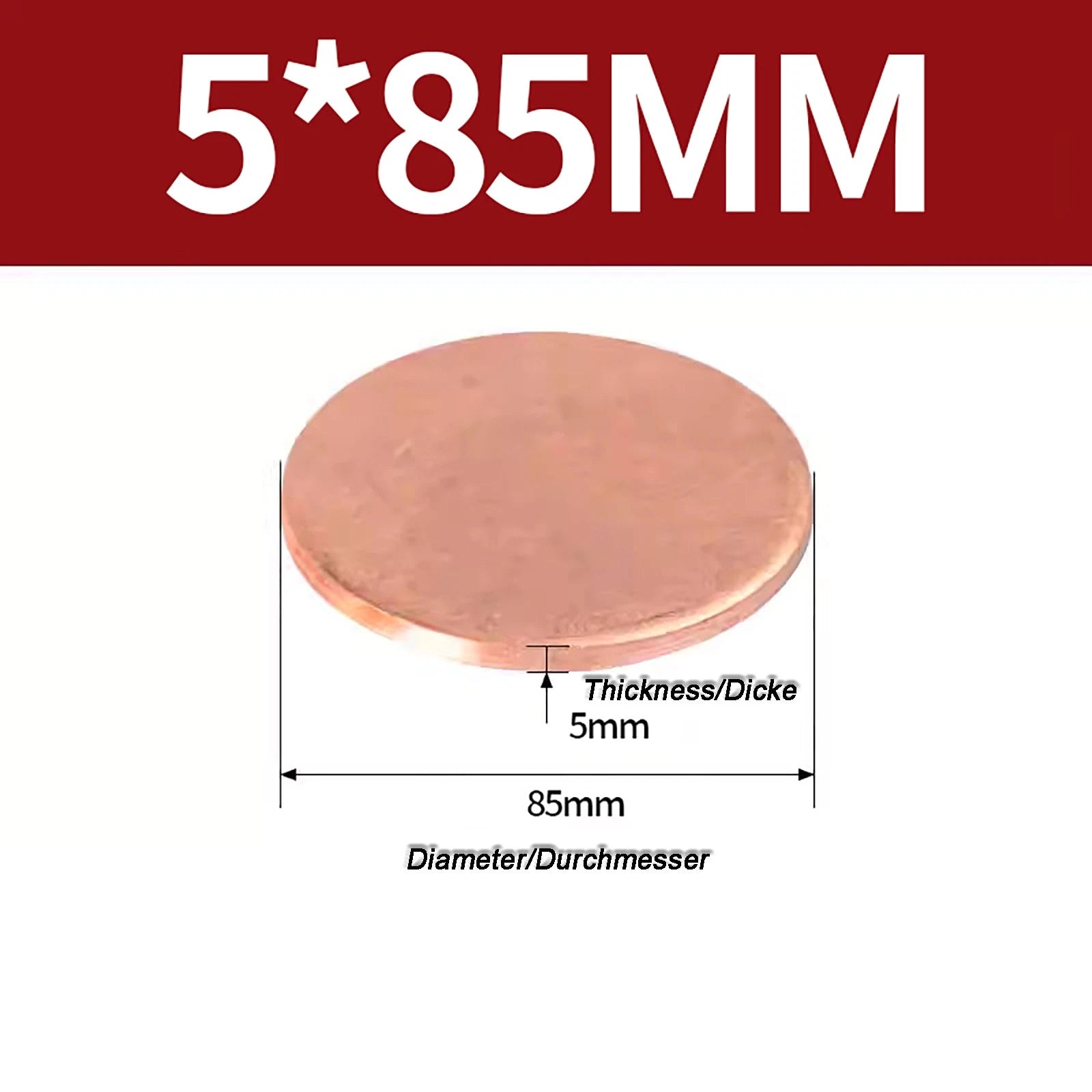 Solid Pure Copper Discs Blanks Round Plate Metal Sheet Thick 0.3~6mm Ø10mm~150mm