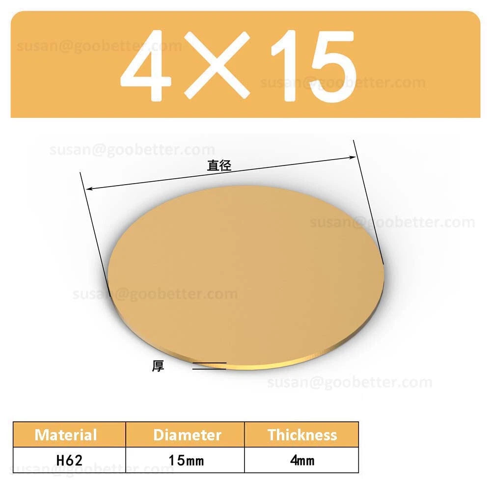 H62 Solids Brass Discs Blanks Metal Round Sheets OD 10mm-300mm Thick 0.3mm-4mm