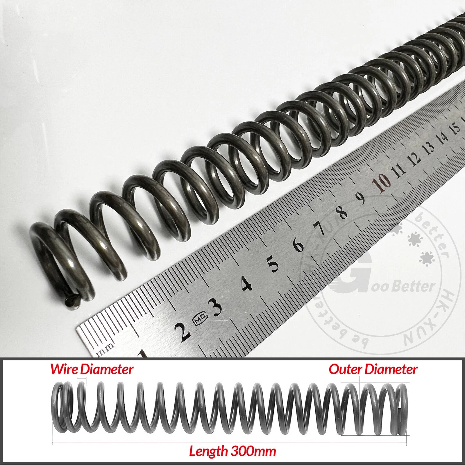 Compression Spring Pressure Springs, Wire Dia 2-3.5mm, OD 10-60mm, Length 300mm