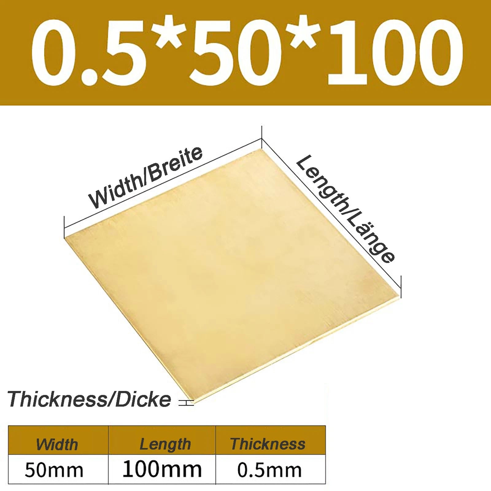 Natural Brass Sheet Metal guillotine cut - 0.3mm - 3.0mm - Multiple Sizes