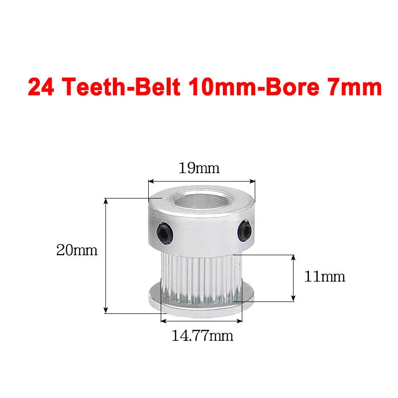 2GT Drive Pulley With Step 16 Tooth - 100 Tooth Bore 4mm - 25mm for 10mm Belt