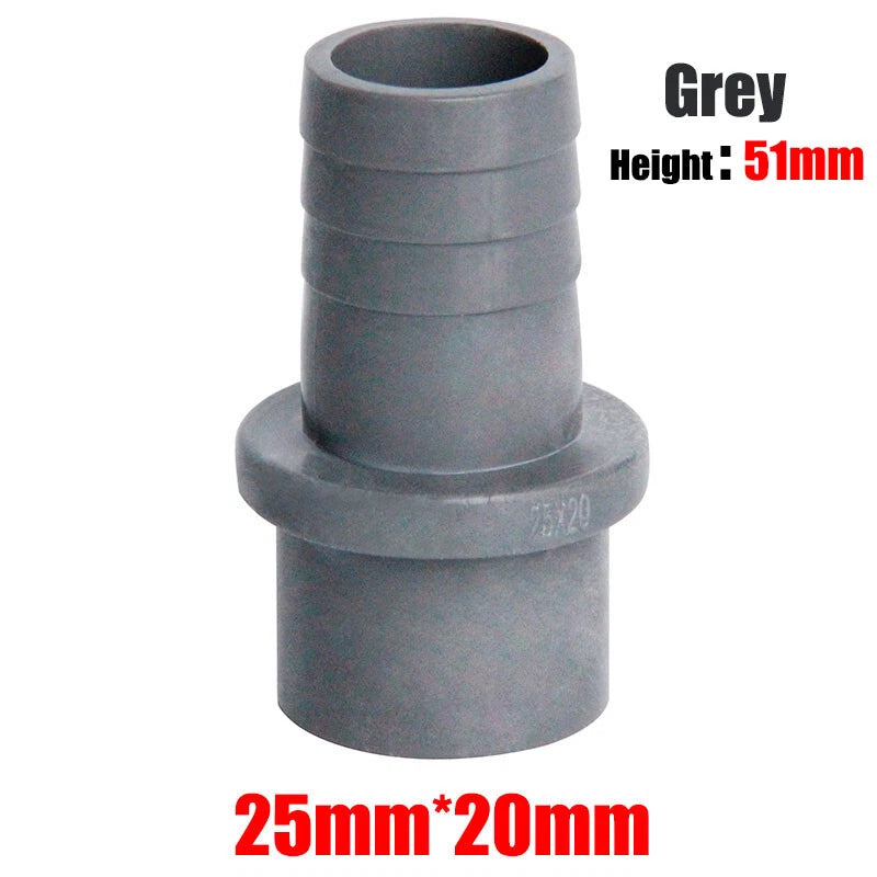 Pagoda 20mm 25mm PVC Pipe Connector Fittings Adapter To Hose OD 5mm~20mm Grey