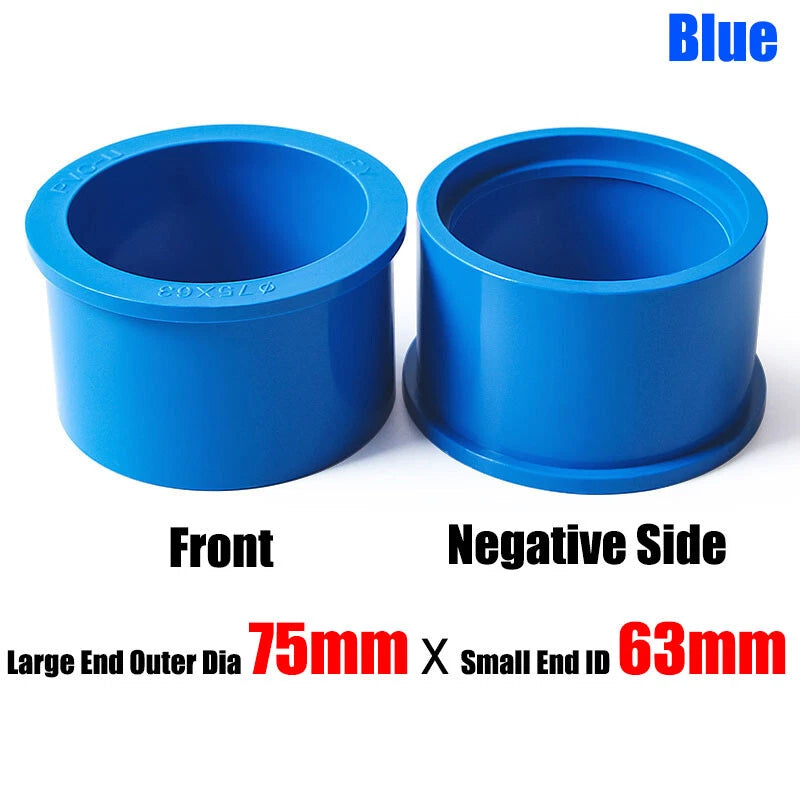 20mm to 75mm PVC Pipe Eccentric Reducing Bushing Fittings Connector Joints Blue